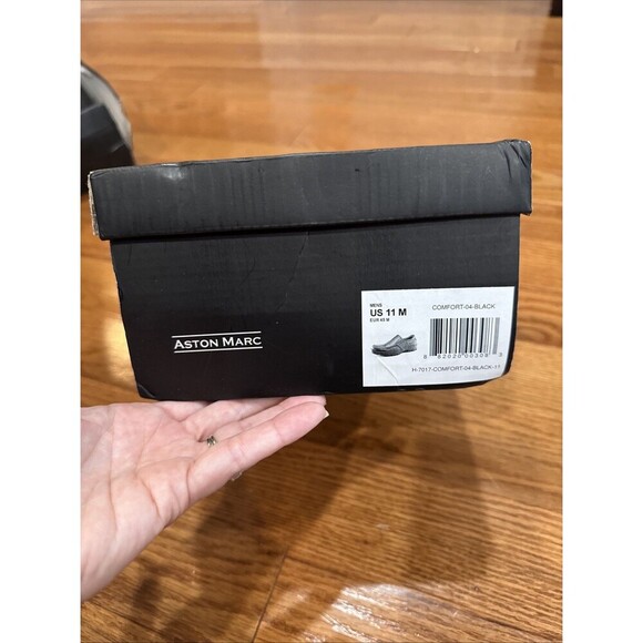 NEW Aston Marc Mens Black Comfort Dress Shoes Size 11 Slip On - Picture 8 of 8